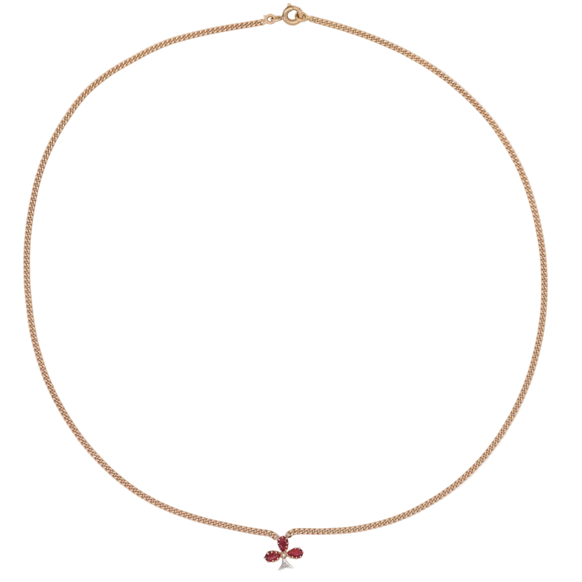 Collier Pendentif en or rose, perle, rubis et diamant