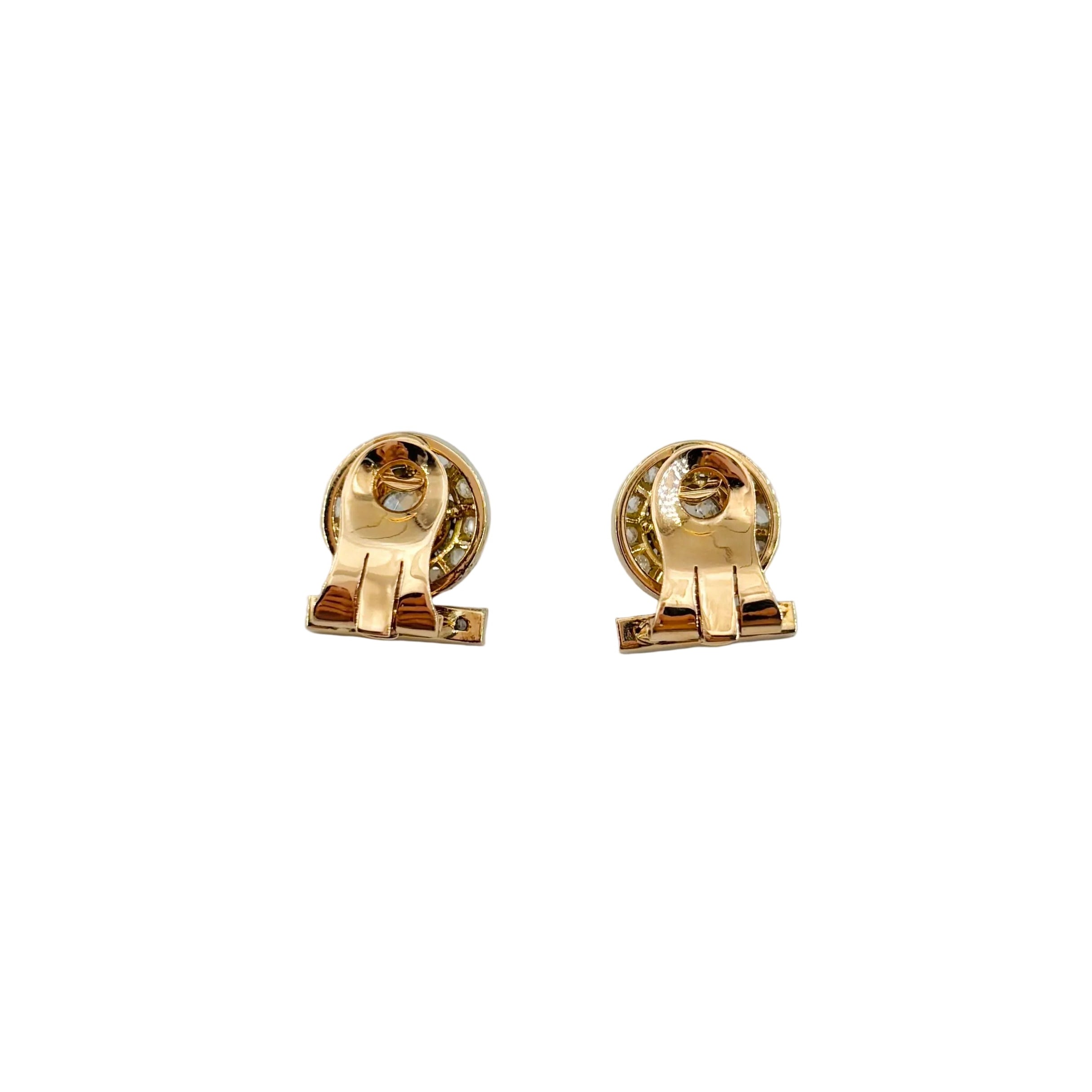 Boucles d'oreilles Clips Art Déco en platine, or jaune et diamants