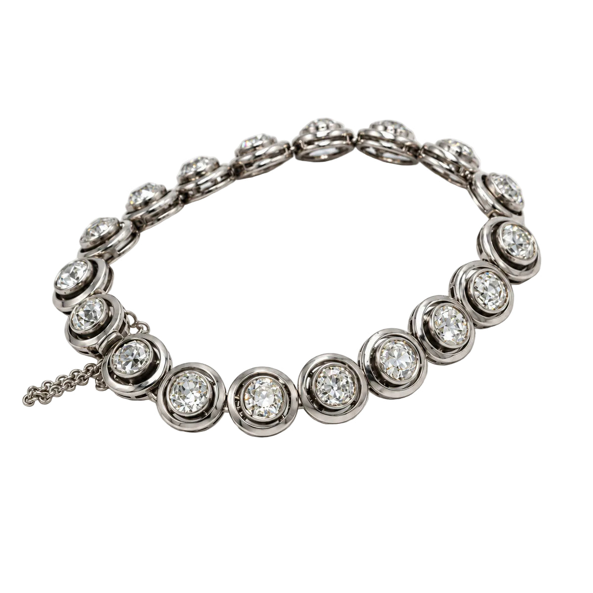 Bracelet en or blanc, argent et diamants