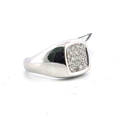 Bague Chevalière en or blanc et diamants