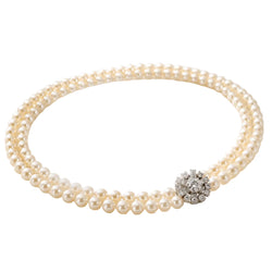 Collier Perles en or blanc, platine et diamants