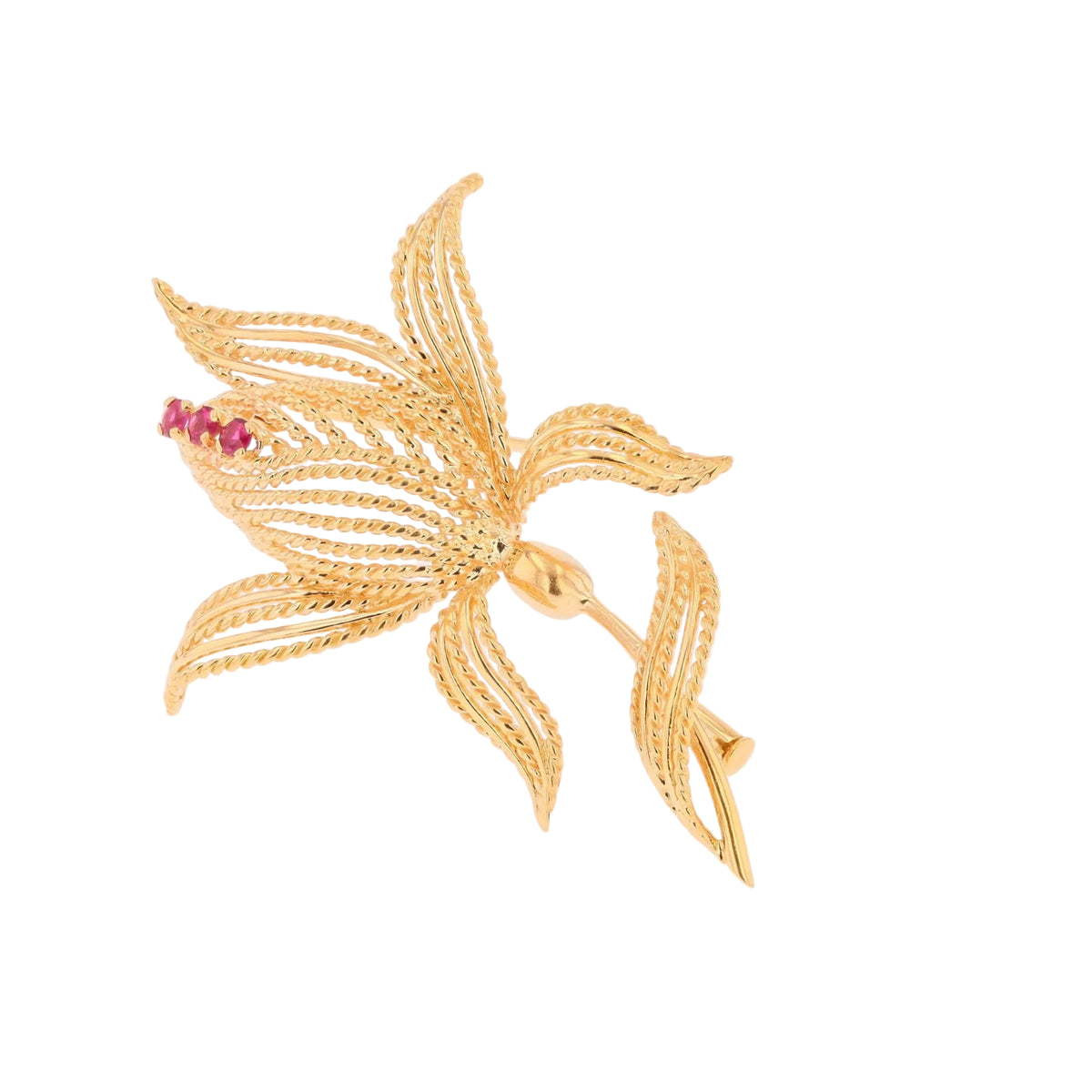 Broche Épingle en or jaune et rubis