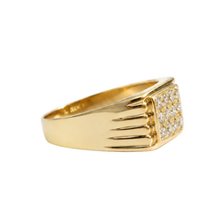 Bague Chevalière en or jaune et diamants