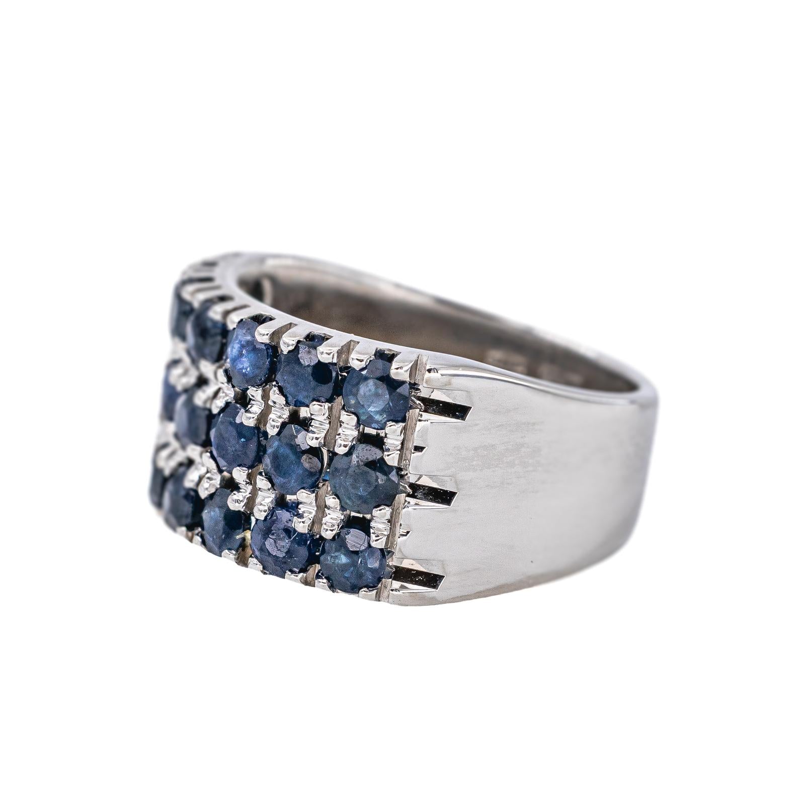 Bague Bandeau Or blanc Saphir