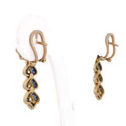 Boucles d'oreilles Pendantes en or jaune, saphirs et diamants