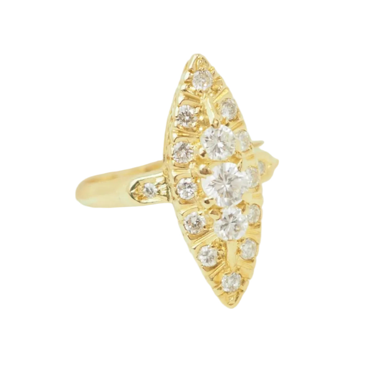 Bague Marquise en or jaune et diamants