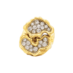 Bague vintage, or jaune, platine, diamants.