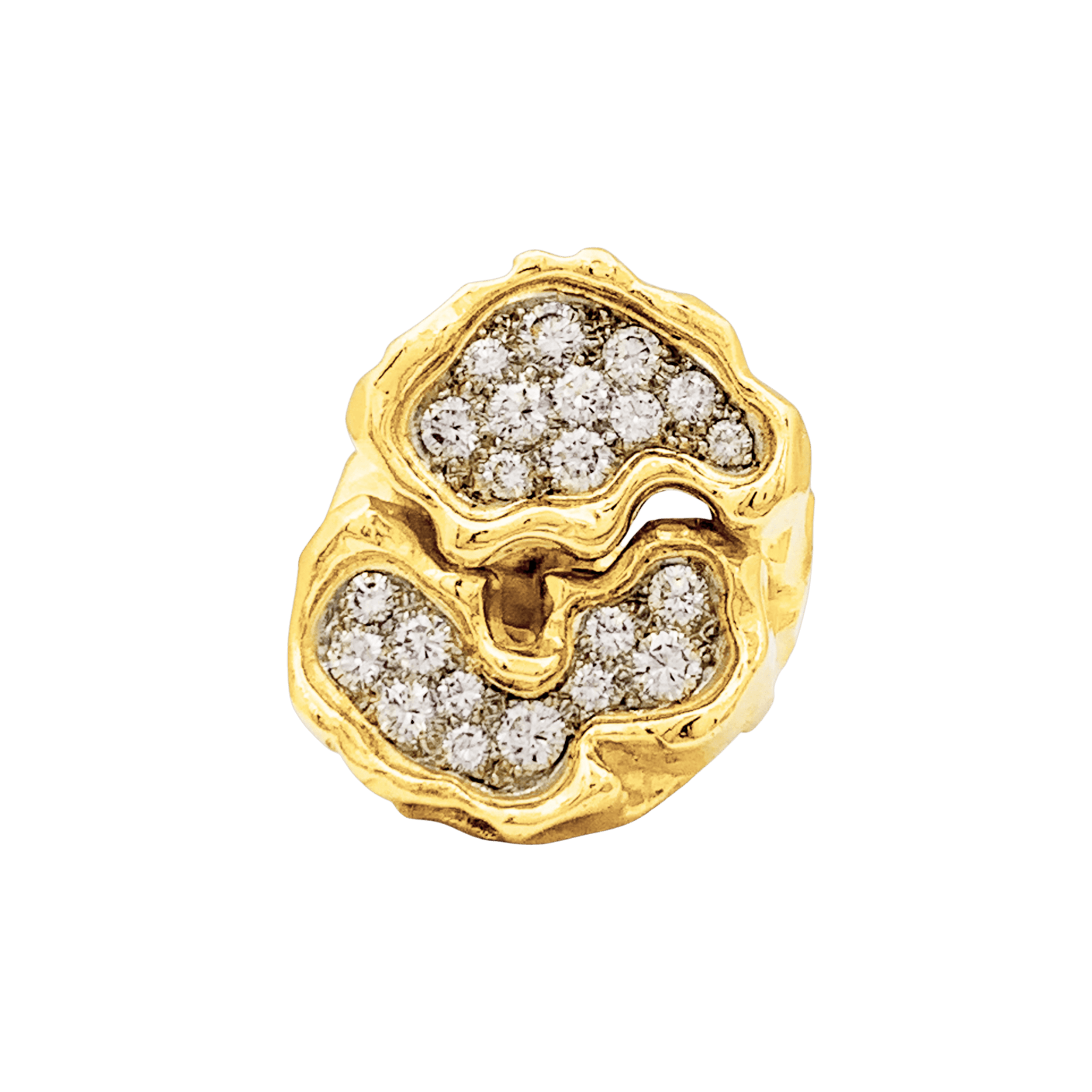Bague vintage, or jaune, platine, diamants.