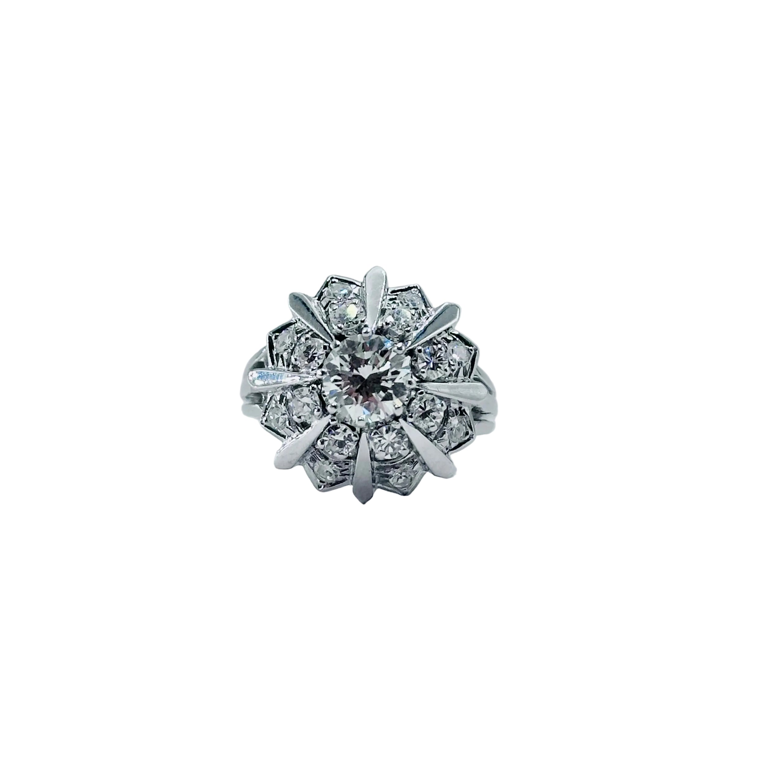 Bague Entourage en or blanc, platine et diamants