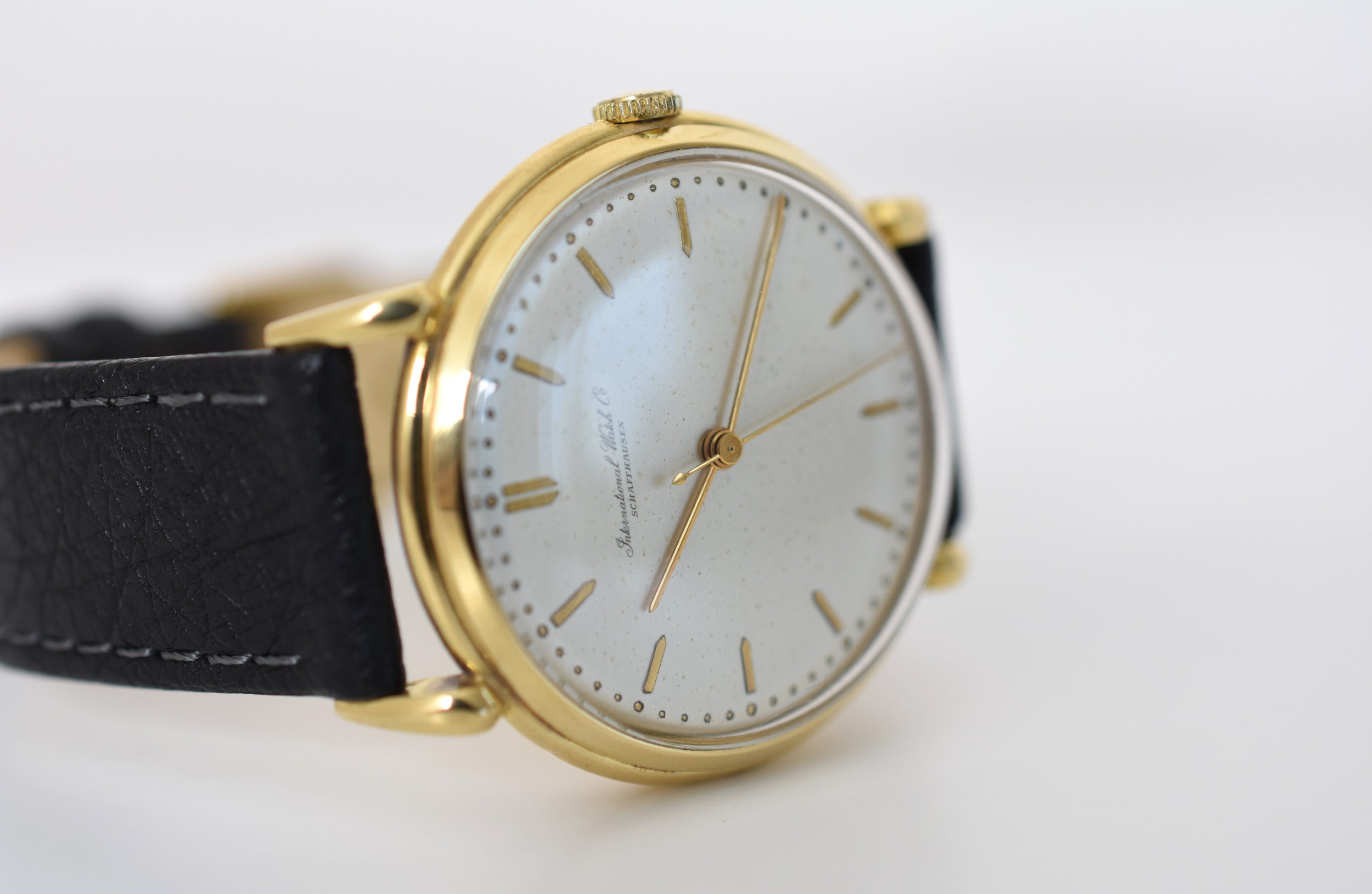 Montre IWC en or jaune et cuir