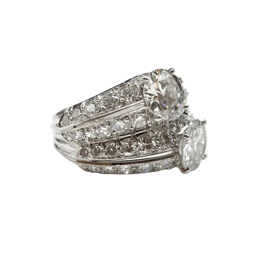 Bague Toi & Moi en platine et diamants
