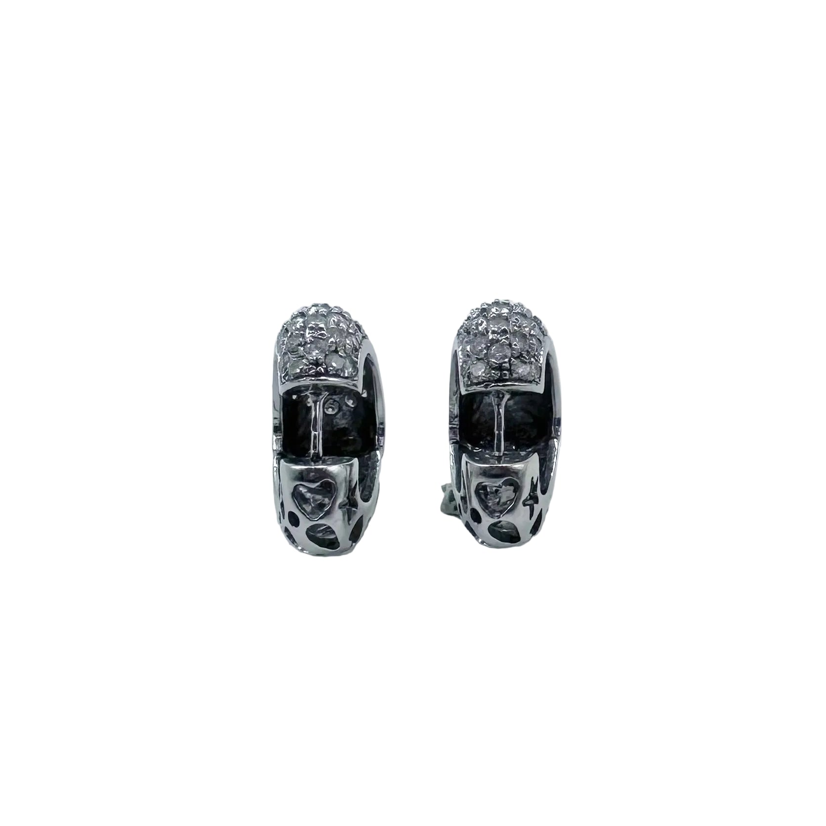 Boucles d'oreilles Créoles Coeur en or blanc et diamants
