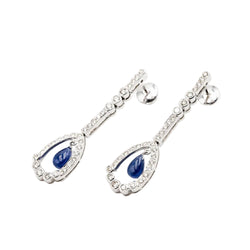 Boucles d'oreilles Pendantes en or blanc, saphirs et diamants
