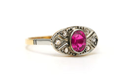 Bague Entourage en or blanc, or jaune, rubis et diamants