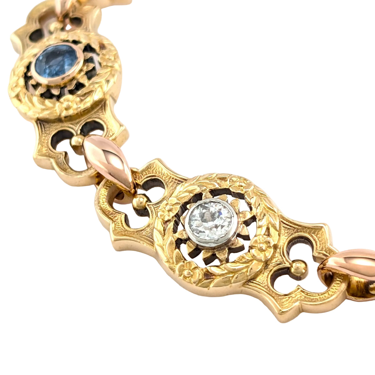 Bracelet Maille en or jaune, saphirs et diamants