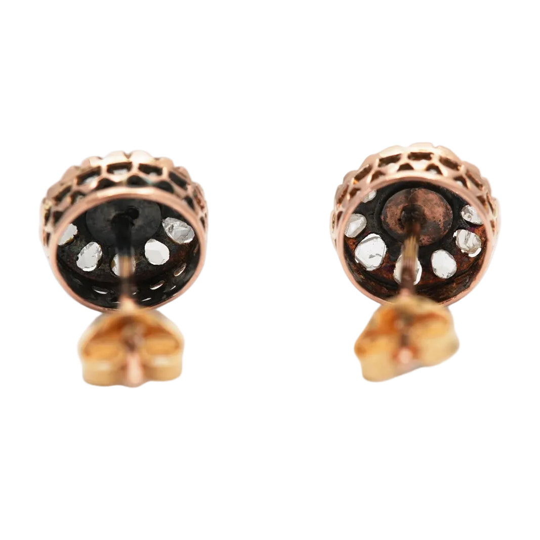 Boucles d'oreilles Puces en or jaune, opales et diamants