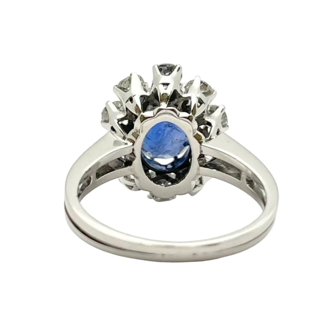 Bague Marguerite en or blanc, saphir et diamants