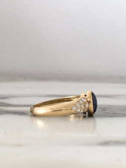 Bague en or jaune 18 carats  saphir et diamants
