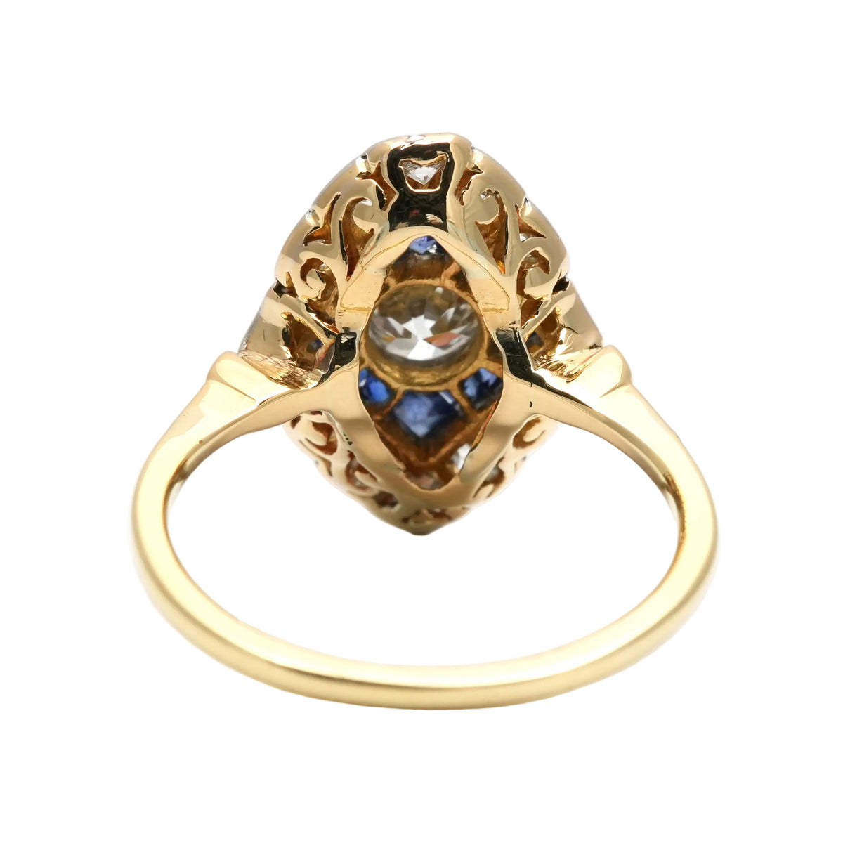 Bague en or blanc, or jaune, saphir et diamants
