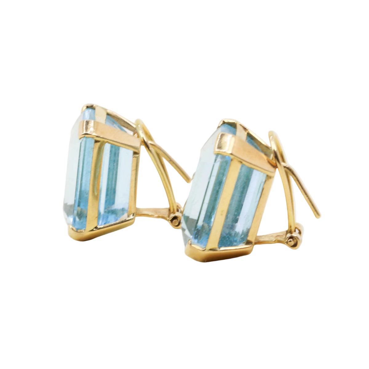 Boucles d'oreilles Clips en or jaune et aigues-marines