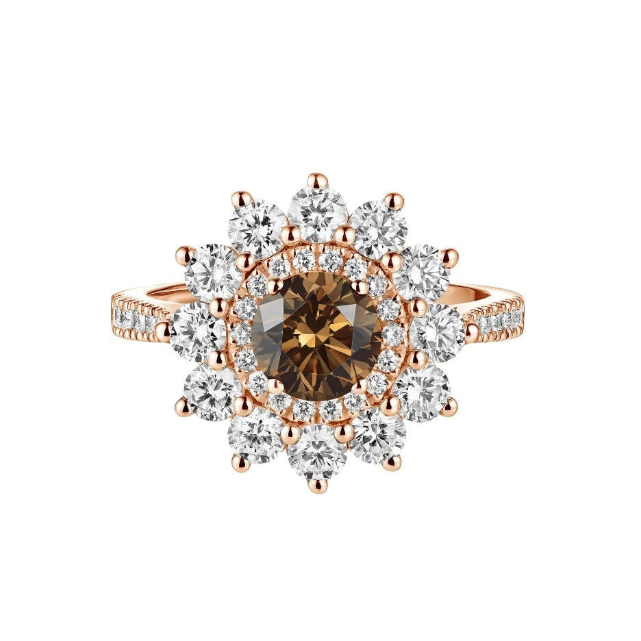 Bague Entourage GEMMYO "Lefkos" en or rose et diamants