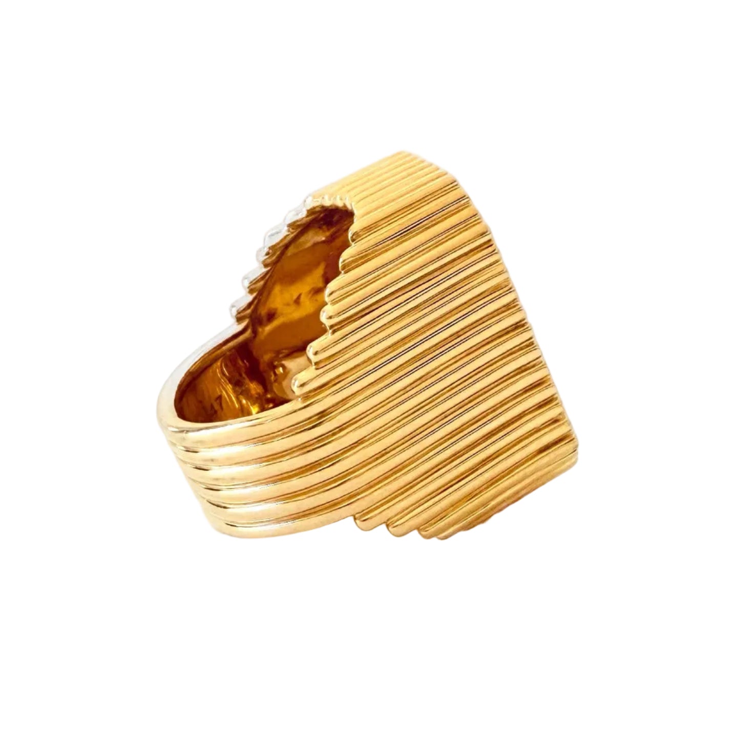Bague Cocktail MARIE LICHTENBERG "Heart Mini Scap" en or jaune, émail et diamants