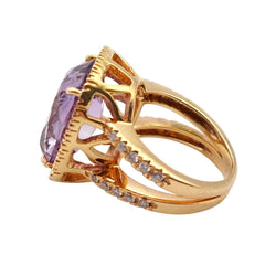 Bague Entourage en or rose, améthyste et diamants