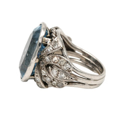 Bague Cocktail en or blanc, platine, spinelle et diamants