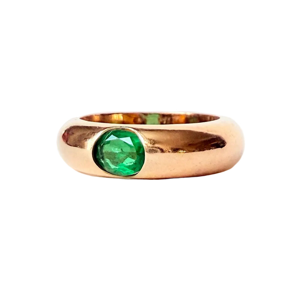 Bague Jonc en or jaune et émeraude