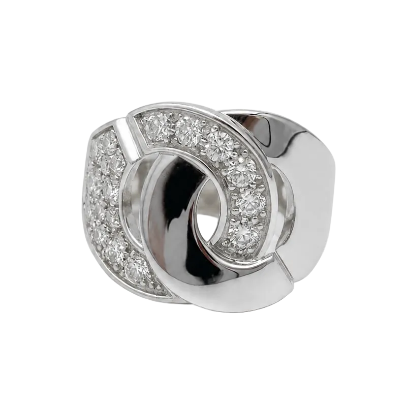 Bague Pavée DINH VAN "Menottes" en or blanc et diamants