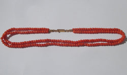 Collier Choker deux rangs en corail de Méditerranée et or Rose