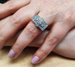 Bague Tank en platine et diamants
