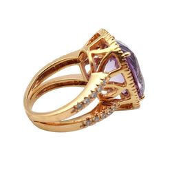Bague Entourage en or rose, améthyste et diamants