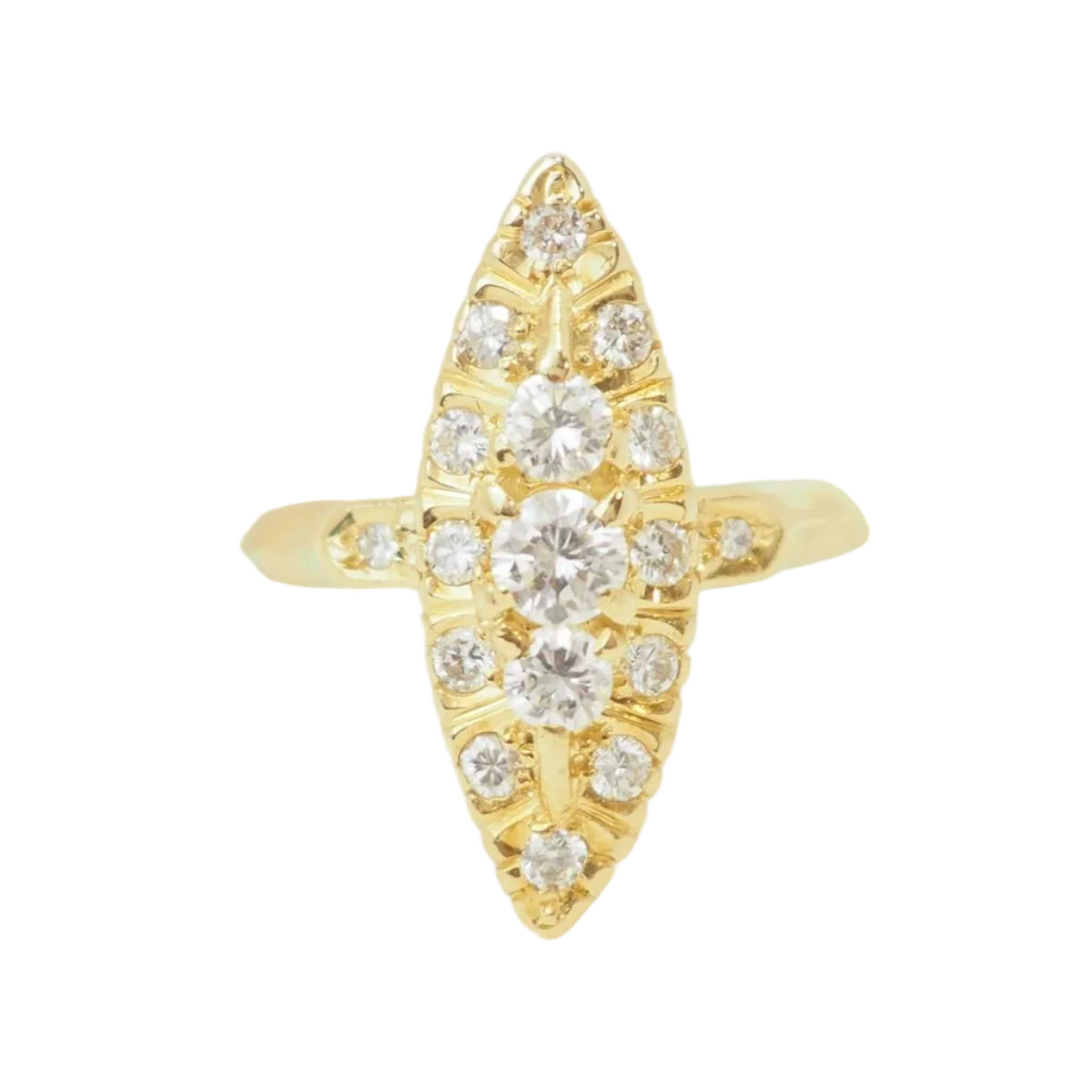 Bague Marquise en or jaune et diamants