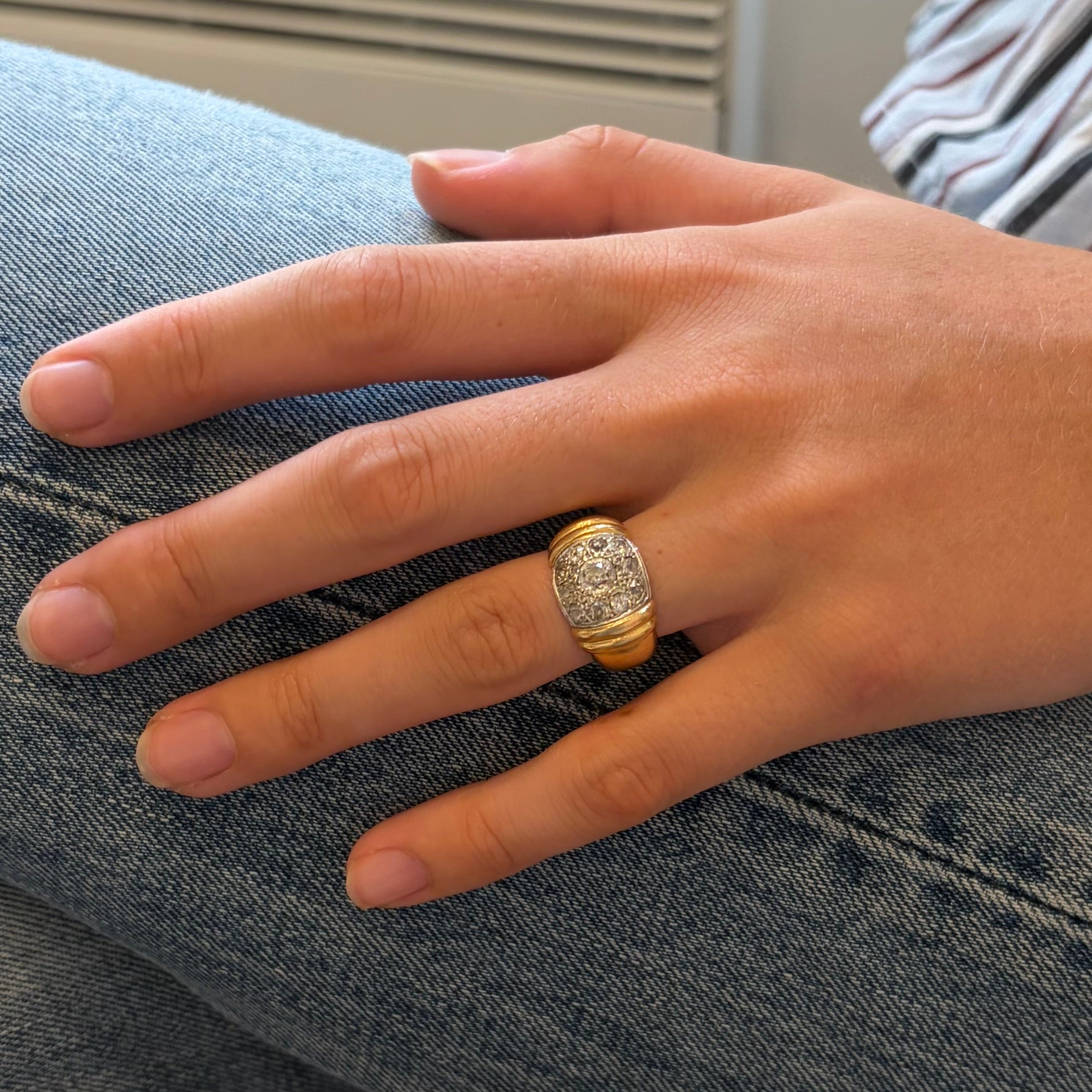 Bague Jonc en or blanc, or jaune et diamants