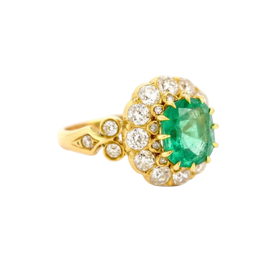 Bague Cocktail en jaune, émeraude et diamants