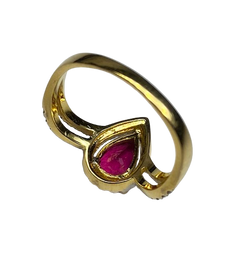 Bague Entourage en or jaune, rubellite tourmaline et diamants