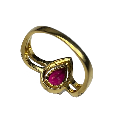Bague Entourage en or jaune, rubellite tourmaline et diamants