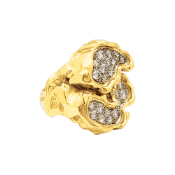 Bague vintage, or jaune, platine, diamants.