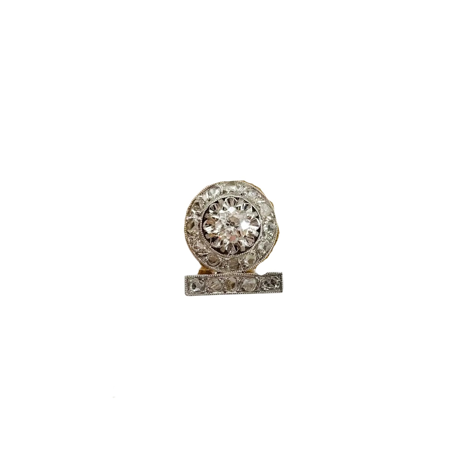 Boucles d'oreilles Clips Art Déco en platine, or jaune et diamants