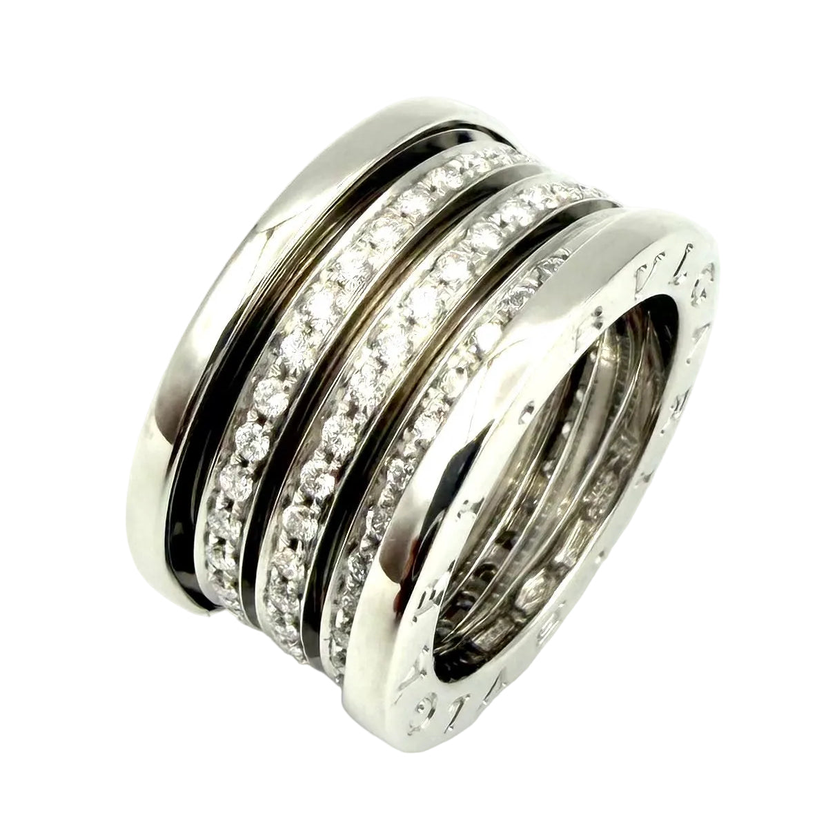 Bague Bandeau BULGARI "B.Zero1" en or blanc et diamants