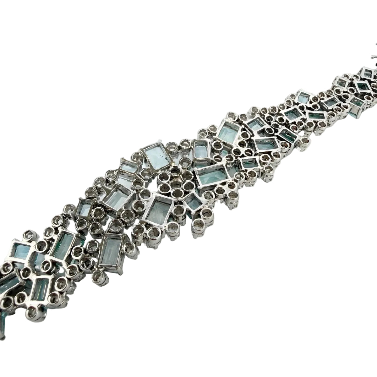 Bracelet en or blanc, aigues-marines et diamants