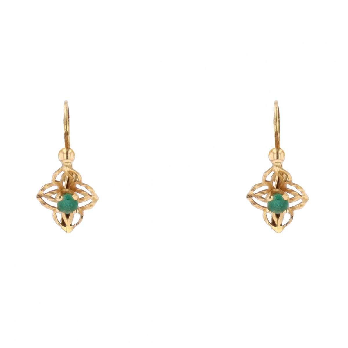 Boucles d'oreilles Dormeuses en or jaune et émeraudes