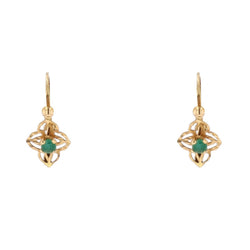 Boucles d'oreilles Dormeuses en or jaune et émeraudes