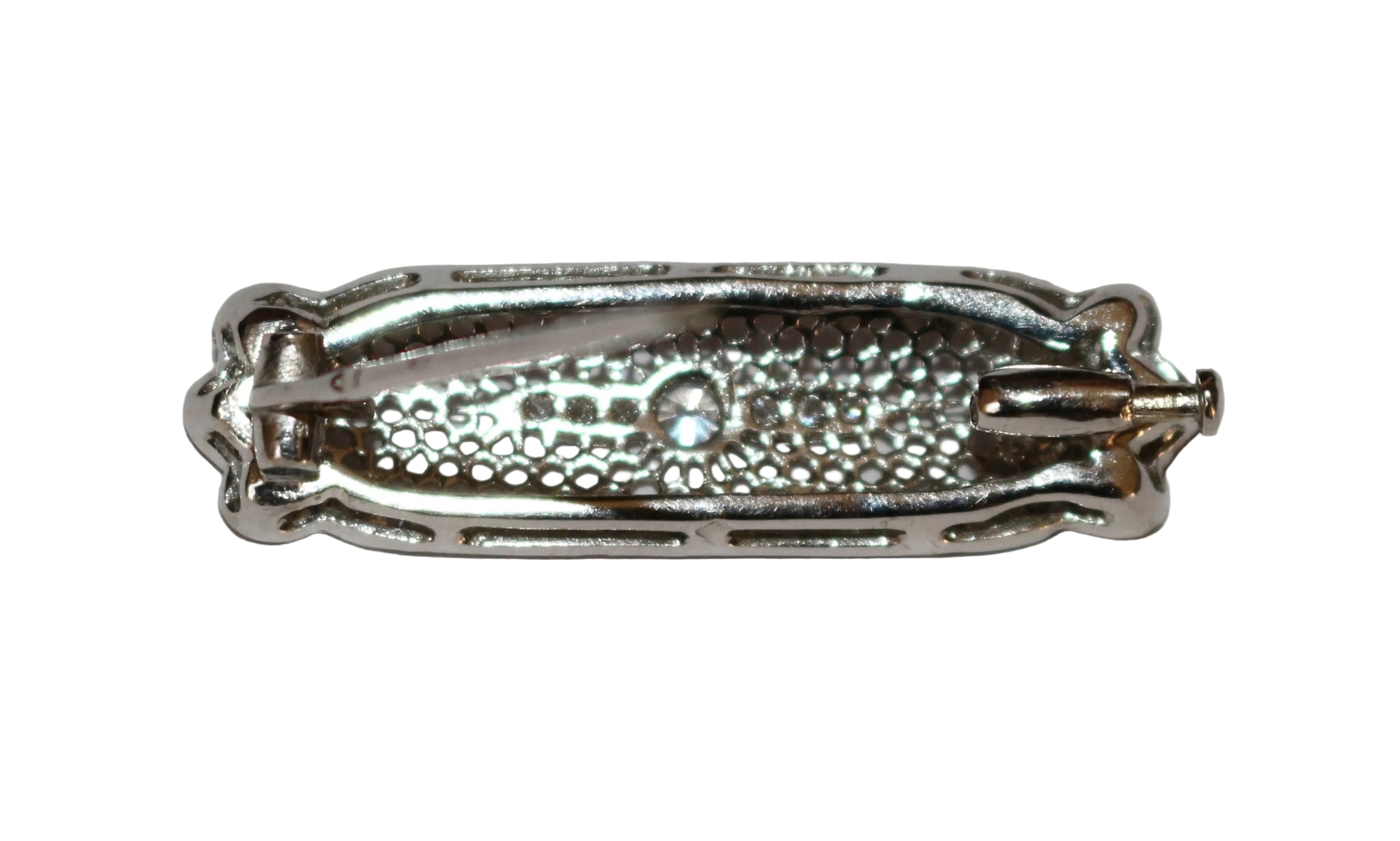 Broche Barrette en or blanc et diamants