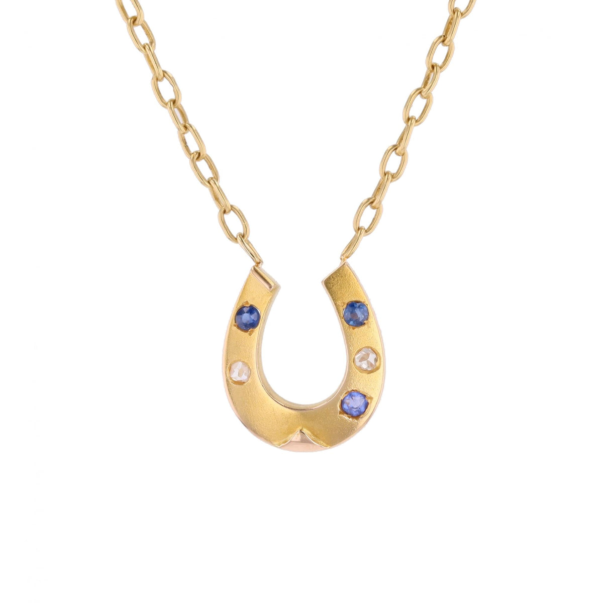 Collier Pendentif en or jaune, saphirs et diamants