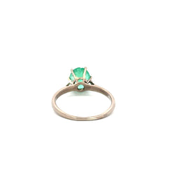 Bague Solitaire en or blanc et émeraude