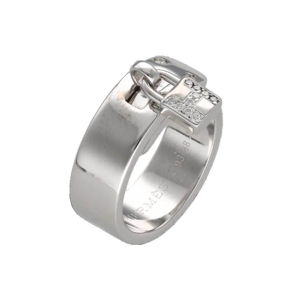 Bague HERMÈS "Kelly" en or blanc et diamants