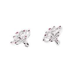 Boucles d'oreilles Giovanni Ferraris, or blanc, diamants et rubis.