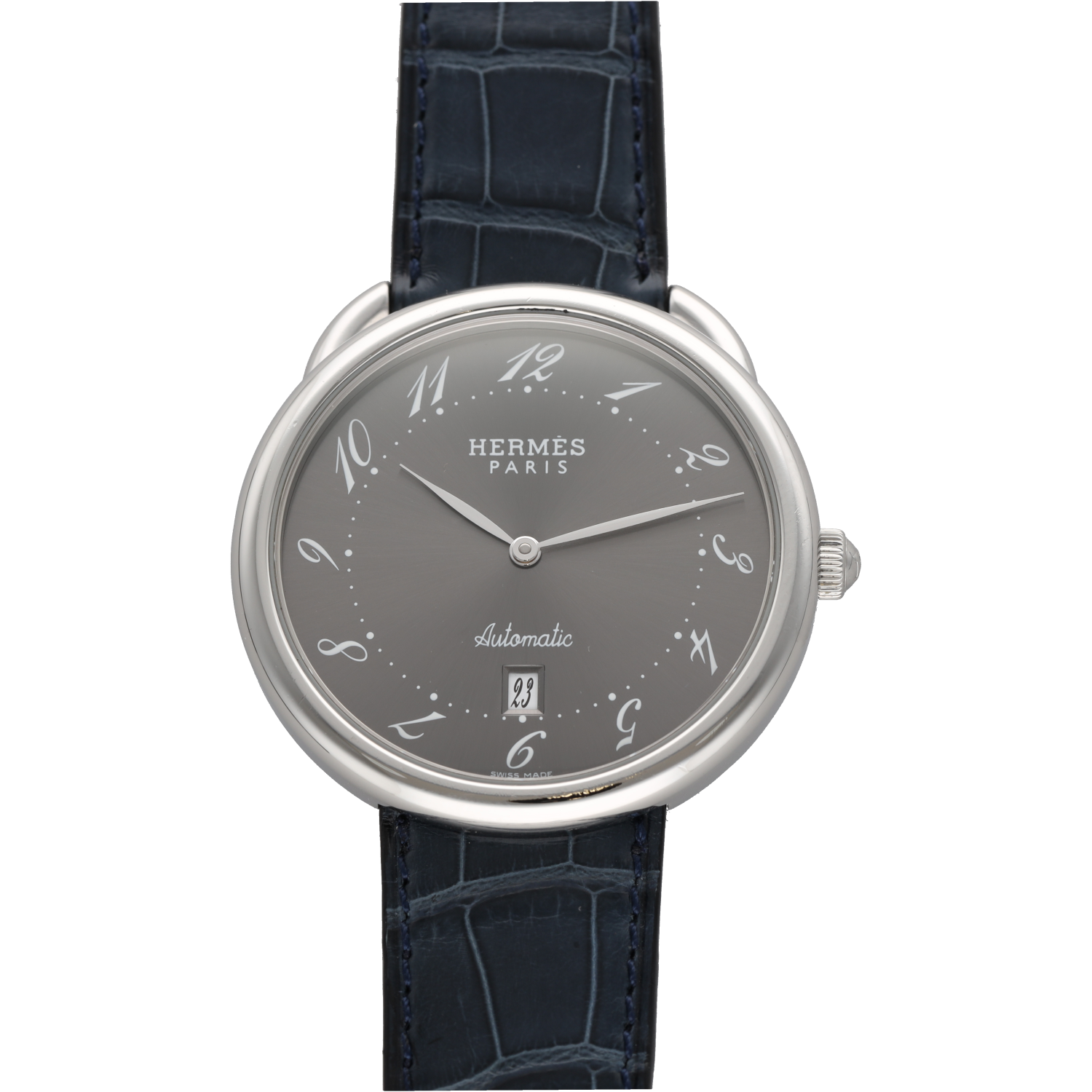 Montre HERMÈS "Arceau" en acier et cuir